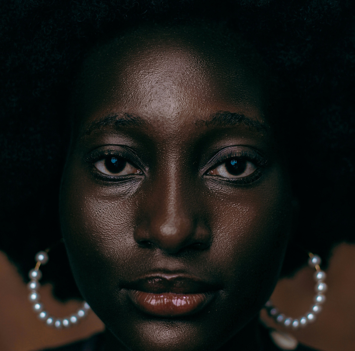 Close up shot of a woman. 