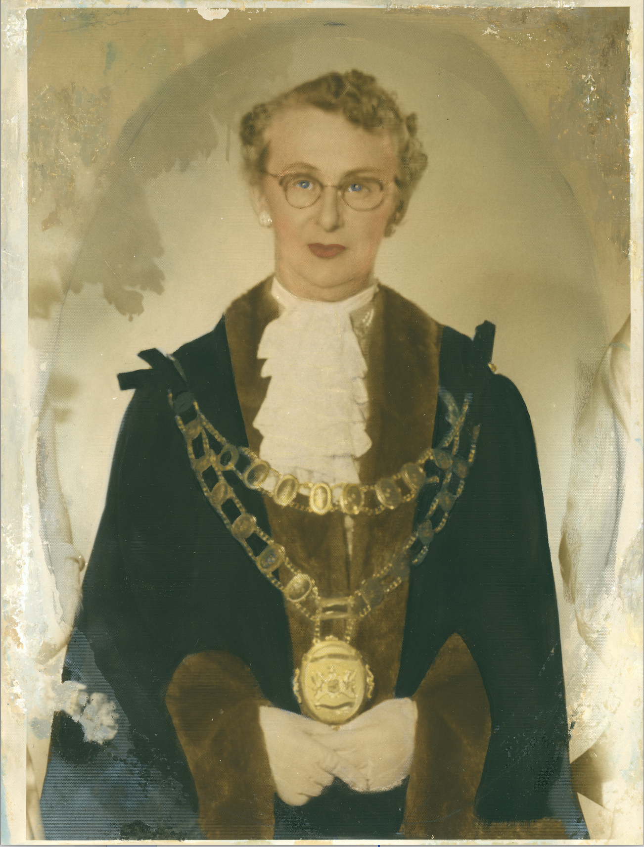 Portrait of a woman in Mayoral Robes